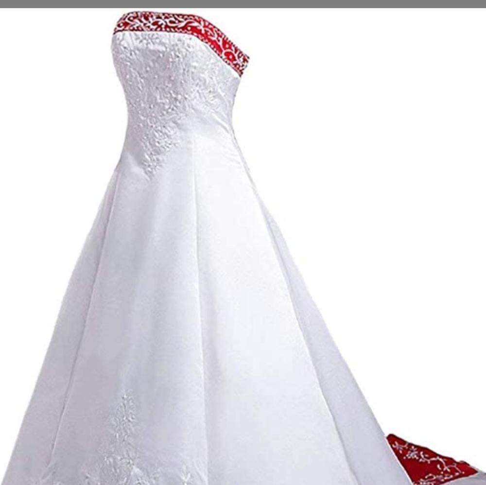Weddinv dress white with red